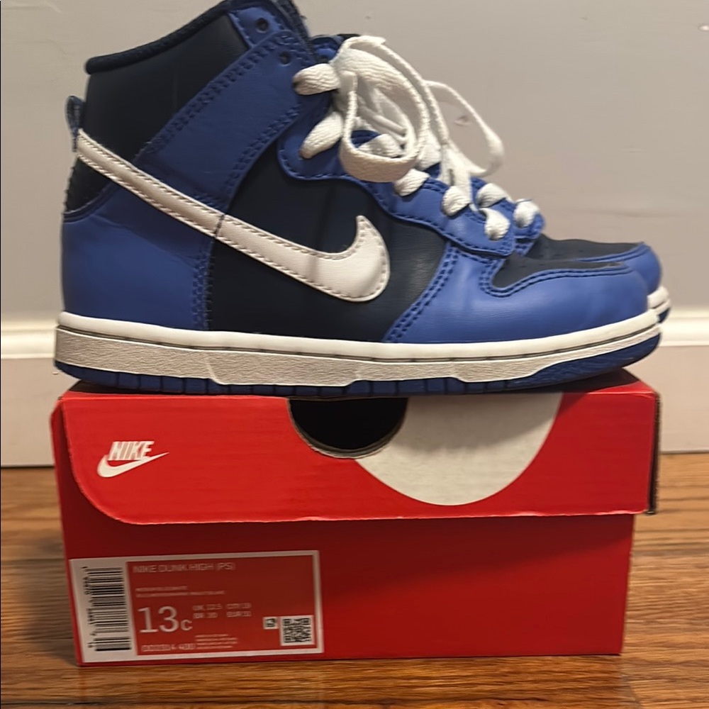 Nike Kids High-Top Sneakers - Navy and White